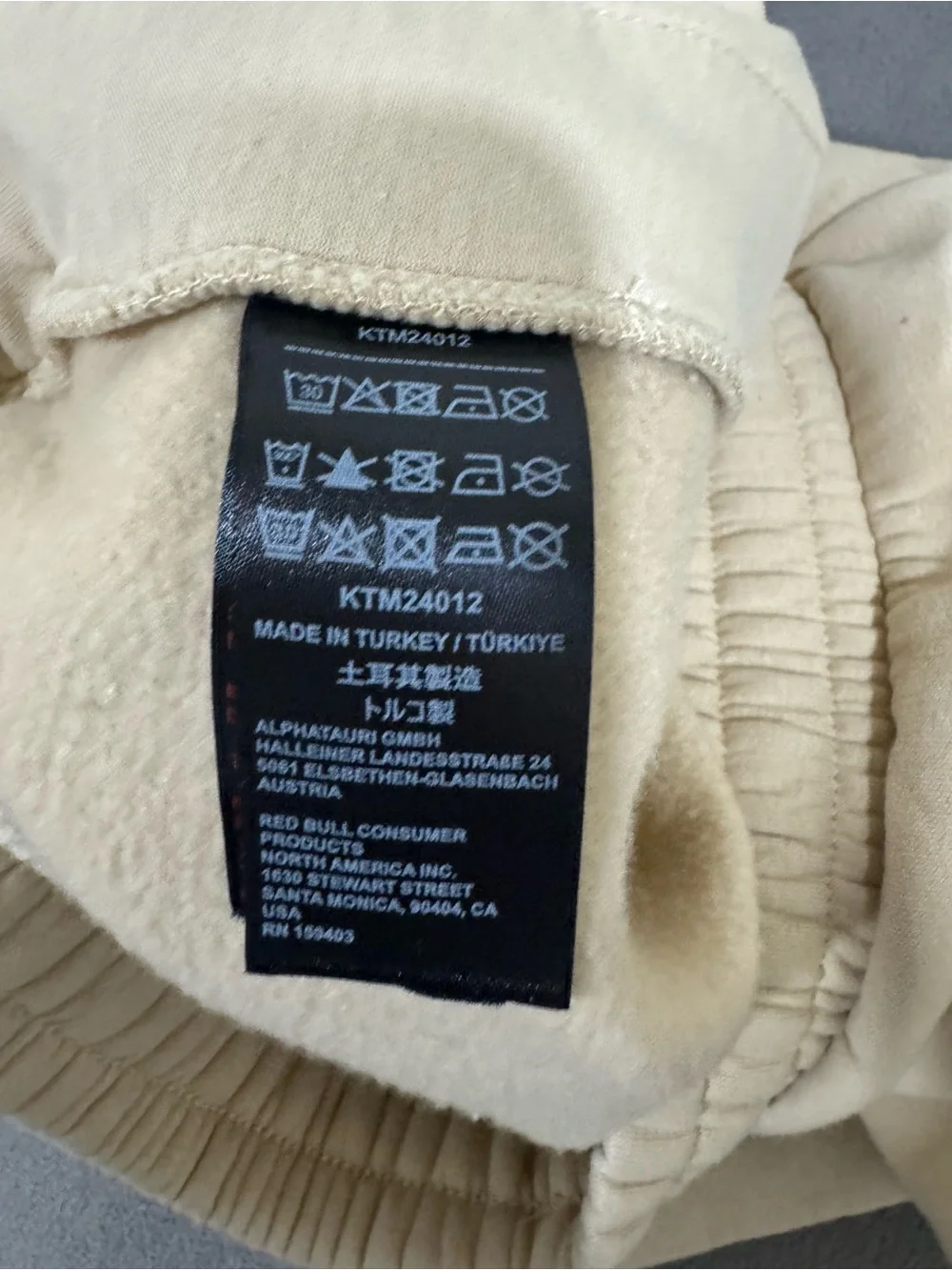 Red Bull KTM Racing Team Beige Fleece Joggers Sweatpants Men’s Size M